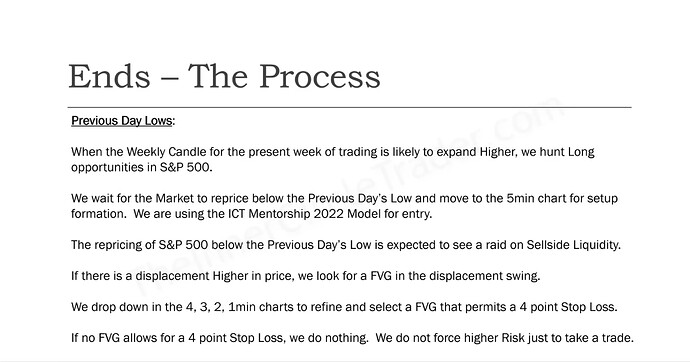 Process - Previous Day Lows