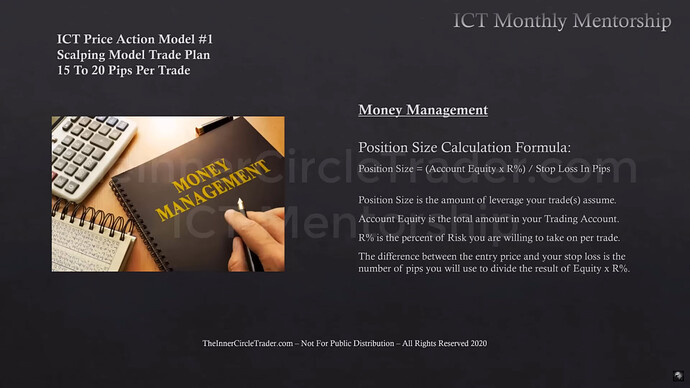 Trade Plan & Algorithmic Theory - Position Size Calculation Formula