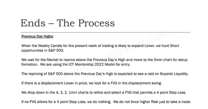 Process - Previous Day Highs