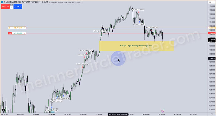 NQ Live Trade Example - Trade Entry