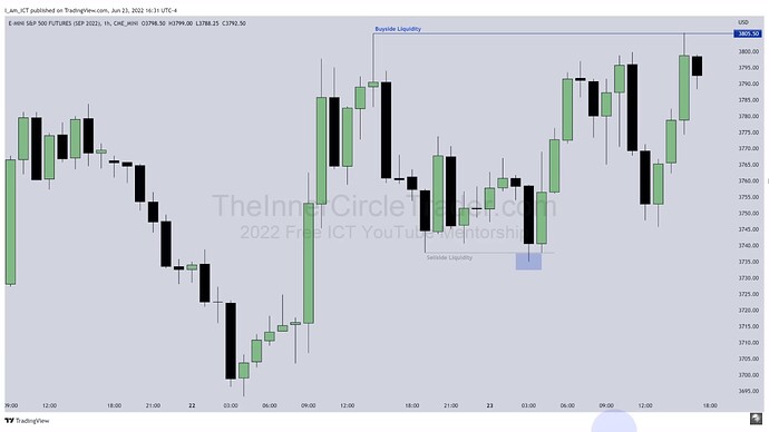 ICT 2022 YouTube Model - ES Buy-Side And Sell-Side Hourly Liquidity